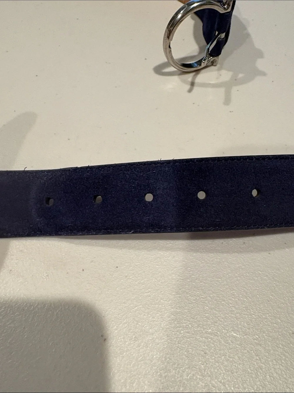 Salvatore Ferragamo - Men's Single Gancio Sude Belt. Navy Blue, Size 115 / US 40